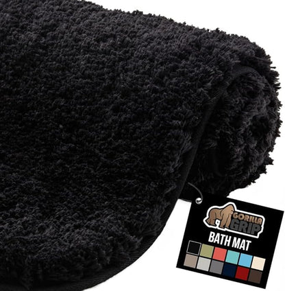 GORILLA GRIP Bathroom Rugs, 30x20, Ultra Soft Absorbent Mat, Thick Plush Bath Rug, Machine Washable, Microfiber Quick Dry, Mats for Shower, Bathtub and Floor, Home Decor Accessories, Black