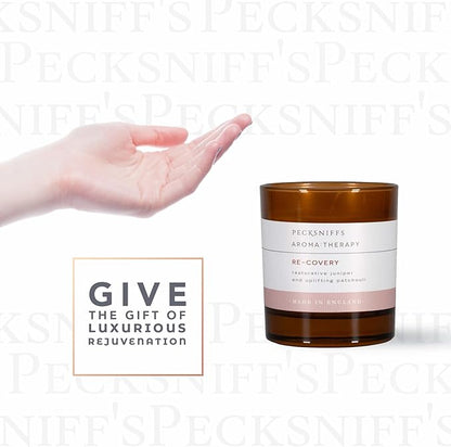 Pecksniff's Aromatherapy Re-Covery Candle - Uplifting Patchouli & Juniper Scent, 150g - Perfect for Relaxation & Well-Being
