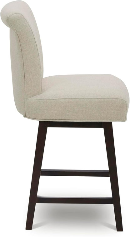 CHITA 26 Inch Counter Height Swivel Bar Stools Set of 4, FSC Certified Modern Upholstered Swivel Barstool Chairs with Back, Fabric in Linen
