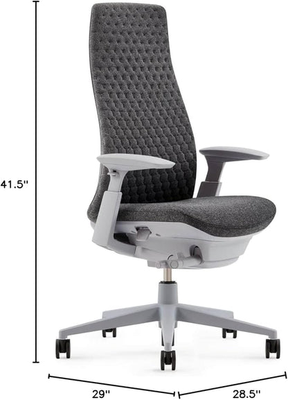 Haworth Fern Ergonomic Office Chair – Stylish and Innovative Desk Chair with Digital Knit Finish - with Lumbar Support (Heathered Grey)