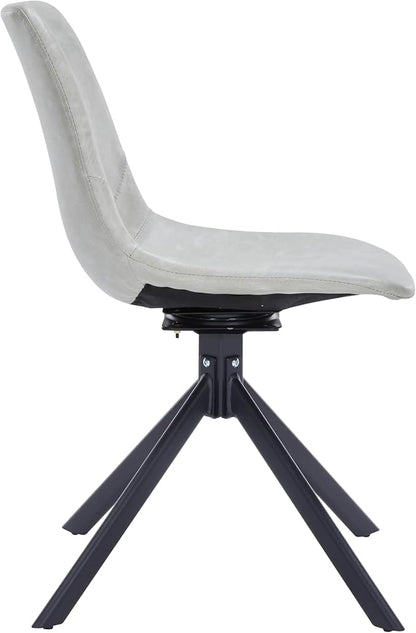 LeisureMod Markley Swivel Leather Dining Side Chair with Durable Iron Legs – Comfortable Accent Chair for Kitchen, Dining Room, or Office Set of 4