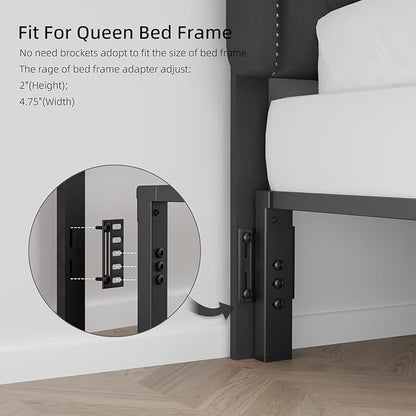 Tufted Upholstered Headboard Queen Size, Button Adjustable Height Queen Head Board Only, Sturdy and Durable Solid Wood with Nailhead Trim Headboards, Ideal for Bedroom, Dorm, Guest Room,Black