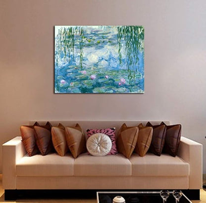 Wieco Art Water Lilies by Claude Monet Oil Paintings Flowers Reproduction Extra Large Modern Gallery Wrapped Giclee Canvas Prints Artwork Landscape Pictures on Canvas Wall Art for Home Decorations