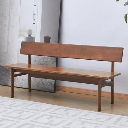 Outdoor Indoor Bench, 39.3" Patio Garden and Balcony Wooden Bench, Weatherproof Sturdy Wood Garden Bench with Seat for Porch, Park, Backyard, 2-Person Walnut Loveseat with Backrest