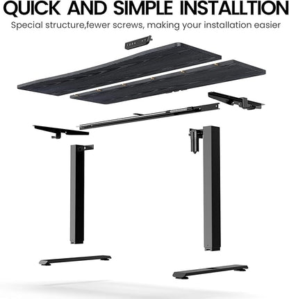 Veken 55 x 28 Inch Electric Standing Desk with Adjustable Height, Sit to Stand Computer Table for Study, Work or Gaming, Home Office Desk Black