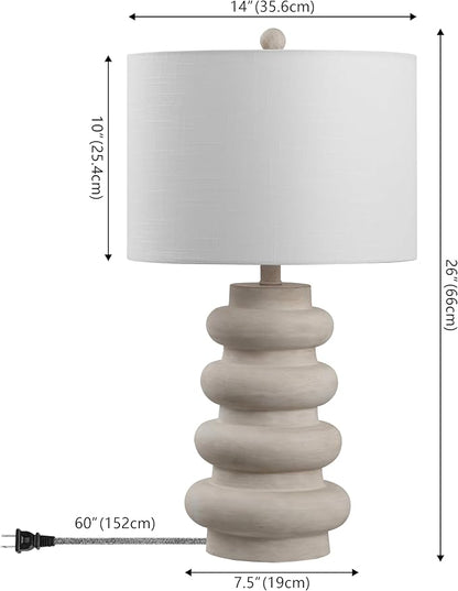 JONATHAN Y JYL5506A Juniper 26" Modern Minimalist Resin Stacked Ovoid LED Lamp for Living Room, Family Room, Dining Room, Bedroom, Hallway, Office, Antique White