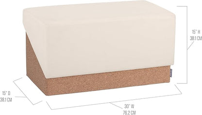 Seville Classics Cushioned Fabric Ottoman Hidden Storage Chest Footrest Chair, Padded Seat for Bedroom, Dorm, Loft, Living Room, Entryway, Hallway, Cork/Cream, 30" Bench