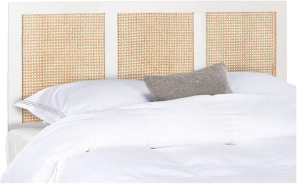 SAFAVIEH Home Collection Vienna White Wash Cane Queen Headboard Platform