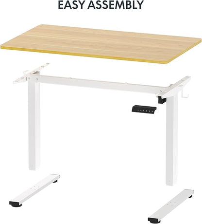 FLEXISPOT EN1 One-Piece Standing Desk 48 x 24 Inches Height Adjustable Electric Sit Stand Up Desk for Home Office (White Frame + Maple Desktop)