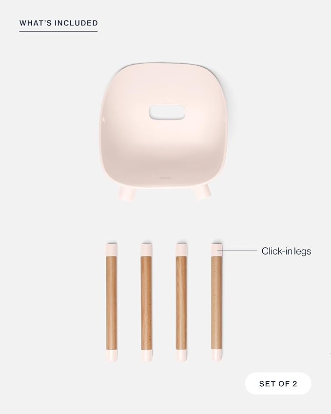 Lalo The Play Kit - Kids Table & Chairs Set with Sustainably Sourced Wood Table & 2 Non-Toxic Bucket Seat Chairs - Safe & Comfortable - Natural/Grapefruit
