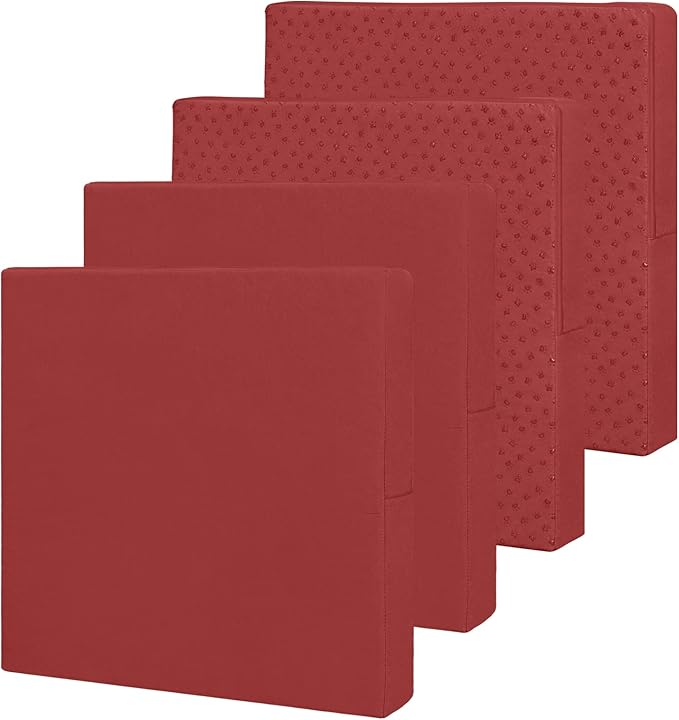 Easy-Going Waterproof Patio Cushion Covers 24x22x4 inch 4 Pack Replacement Non-Slip Outdoor Seat Cushion Slipcover with Zipper. Red