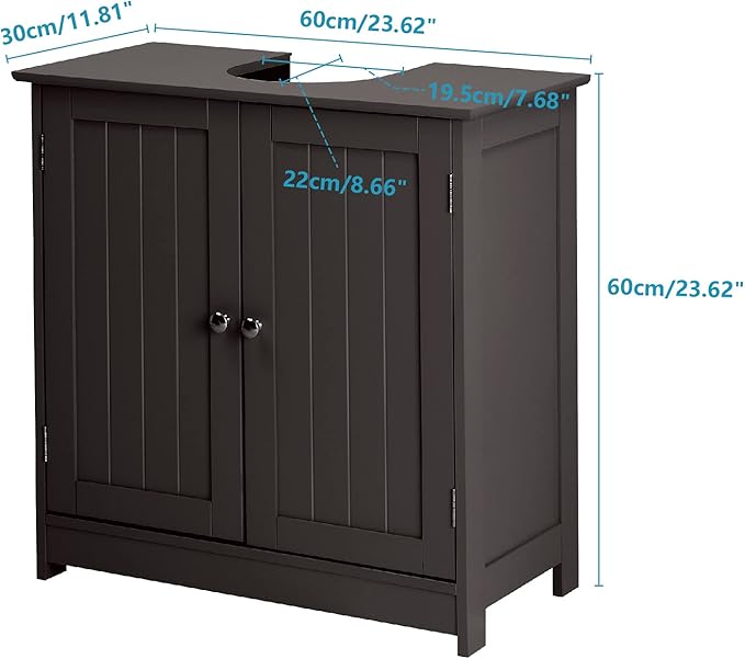 Bonnlo Pedestal Under Sink Storage Bathroom Vanity with 2 Doors Traditional Bathroom Cabinet Space Saver Organizer 23 5/8" x 11 7/16" x 23 5/8" (L x W x H) (Espresso)