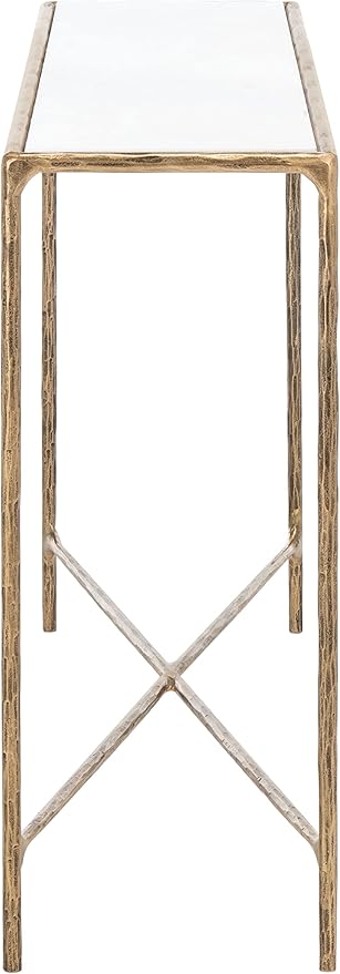 SAFAVIEH Couture Home Collection Jessa Brass Metal/White Marble Top Entryway Living Room Rectangle Console Table (Fully Assembled)
