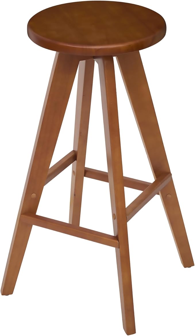 JONATHAN Y BSL2001B Ceren 30.5" MidCentury Industrial Round Solid Wood Backless Bar Stool for Home, Kitchen, Dining Room, Workspaces, Cafes and Resturants, Walnut Brown