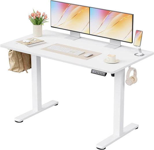 Homall Height Adjustable Electric Standing Desk, Memory Stand up Desk with Headphone Hook, Home Office Desks with Splice Board