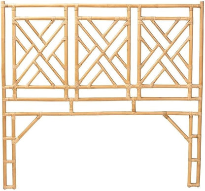 Pemberly Row Bohemian Natural Rattan Queen Size Standalone Headboard