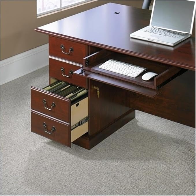 Pemberly Row Classic Home Office Executive Computer Desk in Cherry