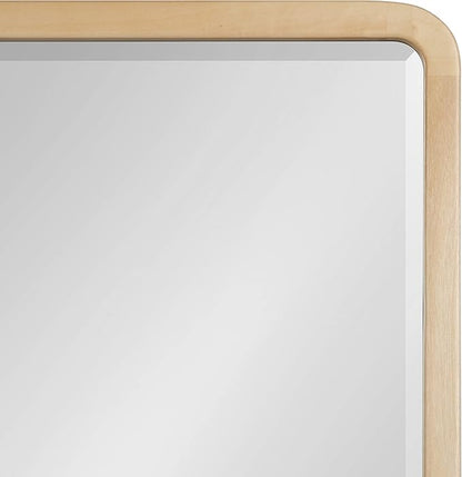 Kate and Laurel McLean Modern Wood Round Rectangle Wall Mirror for Mid-Century Home Décor, 24x30, Natural