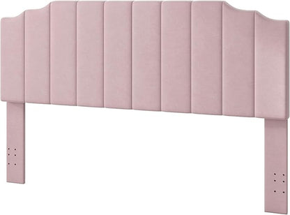 King Size Headboard Only, Velvet Wall Mounted Headboard King for Adjustable Bed Modern Upholstered Head Board Easy Assembly, Pink