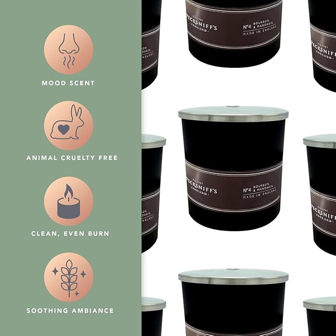 Pecksniffs Black Bourbon & Mandarin Scented Candle | 1 Wick, 184g/6.49oz