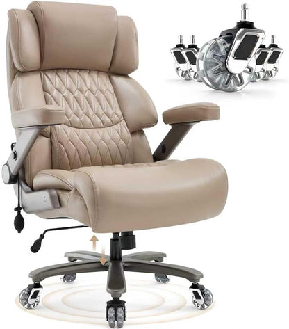 Big and Tall Office Chair 700lbs- Large High Back Executive Computer Desk Chair with 3D Flip-Up Arms, Adjustable Lumbar Support, Extra Wide Plus Size Seat, Heavy Duty Metal Base & Quiet Rubber Wheels