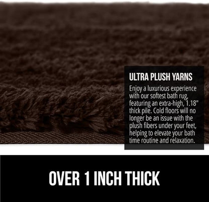 GORILLA GRIP Bathroom Rugs, 42x24, Ultra Soft Absorbent Mat, Thick Plush Bath Rug, Machine Washable, Microfiber Quick Dry, Mats for Shower, Bathtub and Floor, Home Decor Accessories, Brown