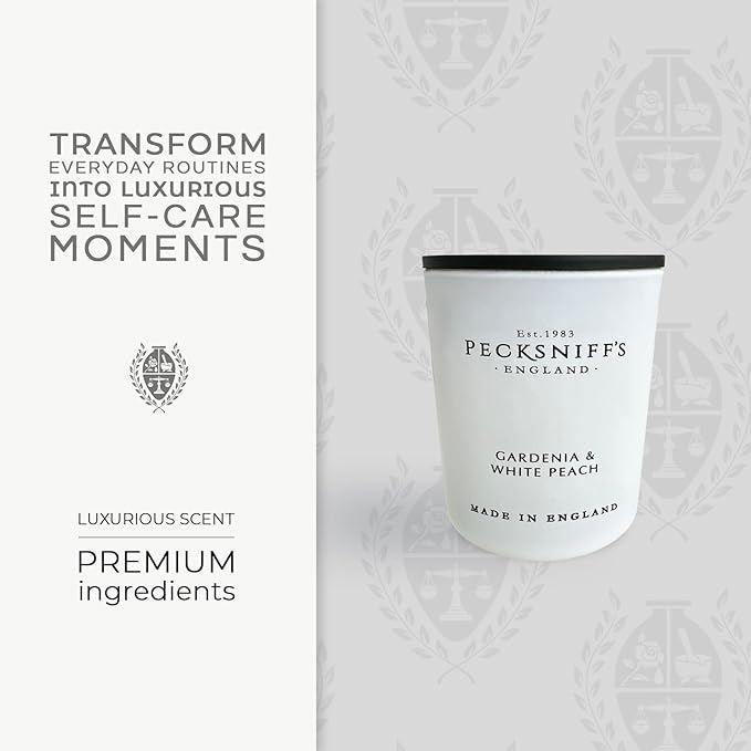 Pecksniff's Gardenia & White Peach Luxury Scented Candle | 1 Wick, 100 g/3.5 oz