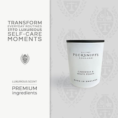 Pecksniff's Gardenia & White Peach Luxury Scented Candle | 1 Wick, 100 g/3.5 oz