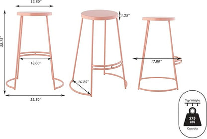 JONATHAN Y BSL1001C Hula 28.75" Modern Designer Iron Curved Backless Bar Stool for Home, Kitchen, Dining Room, Workspaces, Cafes and Resturants, Pink Frame