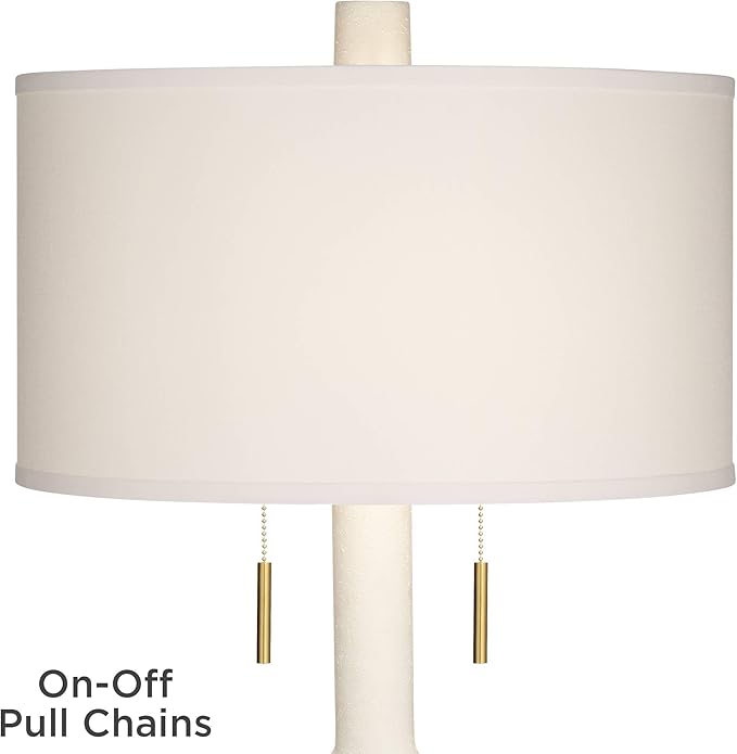 Possini Euro Design Athena 30 3/4" Tall Open Circle Large Mid Century Modern End Table Sculptural Lamp Pull Chain White Finish White Shade Living Room Bedroom Bedside Nightstand House Office Home