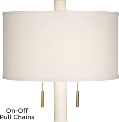 Possini Euro Design Athena 30 3/4" Tall Open Circle Large Mid Century Modern End Table Sculptural Lamp Pull Chain White Finish White Shade Living Room Bedroom Bedside Nightstand House Office Home
