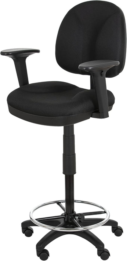 OEF Furnishings Comfort Office Stool with Arm Rests, 24.5"-34.5" Height