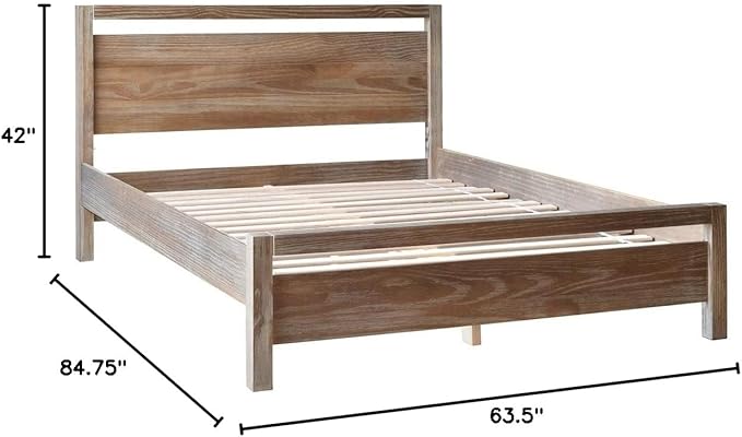 Grain Wood Furniture Loft Queen Size Solid Wood Bed, Acacia