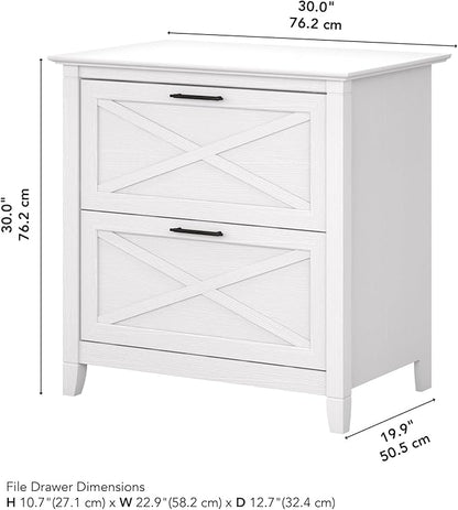 Bush Furniture Key West 2 Drawer Lateral File Cabinet in Pure White Oak, Document Storage for Home Office, Accent Chest with Drawers