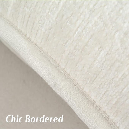 FUTEI Cream White Chenille Throw Pillow Covers 24x24 Inch Set of 2,Soft Cozy Bound Edge Design European Cushion Cover,Home Decor for Couch Bed Living Room