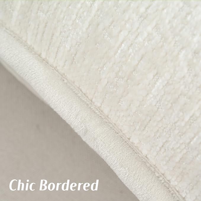 FUTEI Cream White Chenille Throw Pillow Covers 16x16 Inch Set of 2,Soft Cozy Bound Edge Design Cushion Case,Home Decor for Couch Bed Living Room