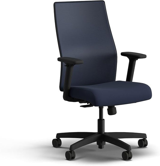 HON Ignition 2.0 Mid Back Task Chair, Spectrum Mesh, Standard Synchro-Tilt Control, Office Chair with Lumbar Support, Height and Width Adjustable Arms, Black Frame, Blueberry