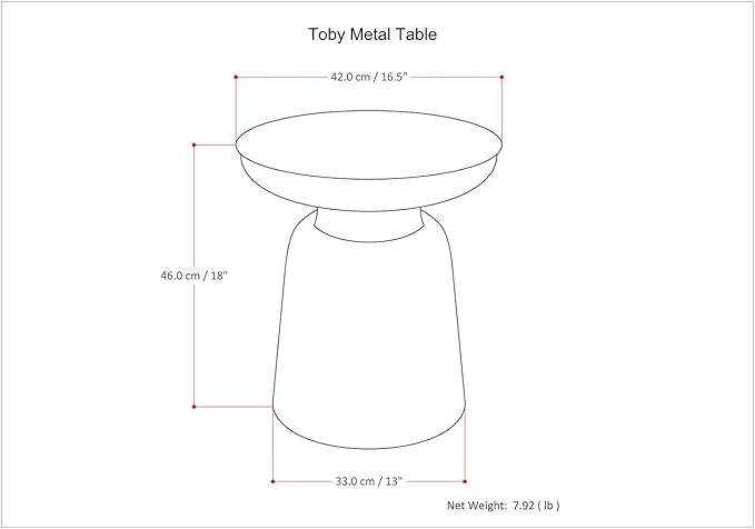 SIMPLIHOME Toby Metal Table - 17 inch Wide Solid Iron Drum Accent Table in Gold, Industrial Side or End Table for Living Room, Bedroom or Entryway with Sculptural Design, Assembled