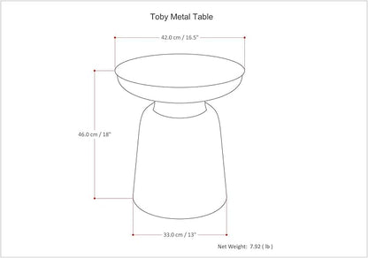 SIMPLIHOME Toby Metal Table - 17 inch Wide Solid Iron Drum Accent Table in Silver, Industrial Side or End Table for Living Room, Bedroom or Entryway with Sculptural Design, Assembled