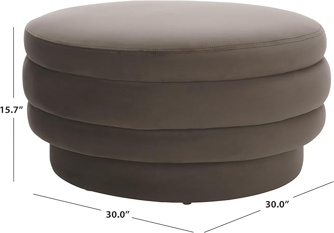 SAFAVIEH Home Collection Rohan Chocolate Brown Velvet Layered Stacked Cocktail Ottoman (Fully Assembled)