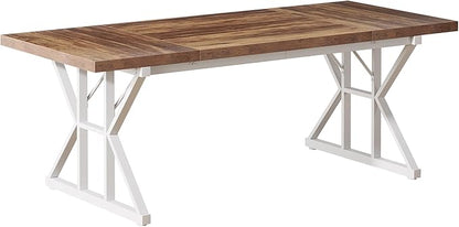 Tribesigns 70.86-Inch Large Executive Desk, Industrial Home Office Computer Desk, Simple Long Writing Study Table Business Furniture (Brown-White)