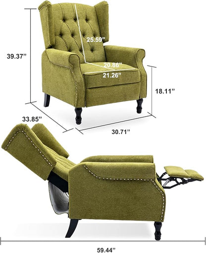 Wingback Recliner Chair, Modern Accent Arm Chair for Living Room/Bedroom/Office/Home Theater, Dark Green