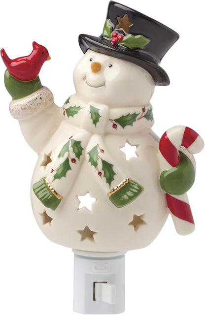 Lenox 897958 Happy Holly Days Snowman Night Light, Christmas Decorations, Decor