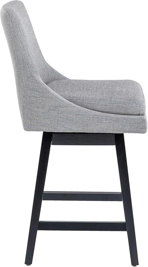 Bar Stool, 26 Inch Upholstered Barstools with 14.2" High Back and Footrest, Swivel Counter Height Barstools for Kitchen Island Home Bar Performance Fabric Gray