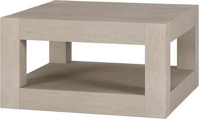 Henn&Hart 32" Wide Square Coffee Table in Beech White, for Home, Living Room, Bedroom, Entertainment Room, Office