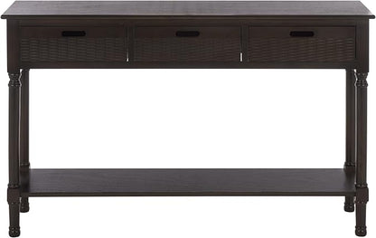 SAFAVIEH Home Collection - Landers Dark Chocolate Console Table with 3 Basket Drawers and 1 Shelf, Farmhouse Accent Entryway Table (CNS5711F)
