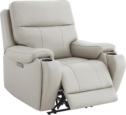 CHITA Large Power Zero Gravity Recliner Chair, Genuine Leather Recliner Chair for Adults with Adjustable Power Headrest and Hidden Slide-Out Cupholders, USB and Type-C Ports, Creamy Grey
