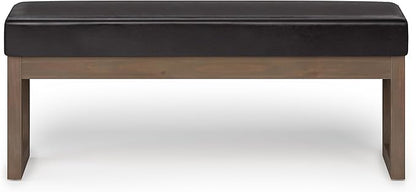 SIMPLIHOME Milltown 45 inch Wide Contemporary Rectangle Large Ottoman Bench in Tanners Brown Vegan Faux Leather, Assembled, for the Living Room and Bedroom