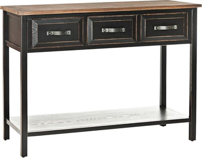 Safavieh Home Collection Aiden Black/Oak 3-Drawer Bottom Shelf Console Table