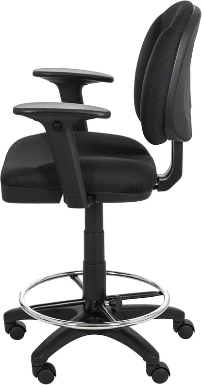 OEF Furnishings Comfort Office Stool with Arm Rests, 24.5"-34.5" Height